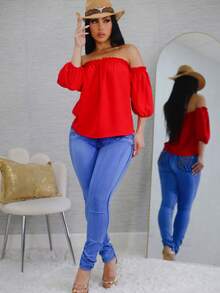 MX JEANS Mid Rise Butt Lifting Rhinestone Blue Jeans - Nhiều màu - Xem 5