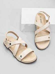 Rihero Women's Comfortable Orthopedic Arch Support Sandals Summer Casual Open Toe Walking Flat Sandals With Adjustable Strap - Nude - View 4