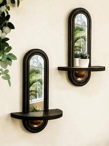 1Pc Bohemian Style Wooden Wall Frame,Rainbow Arched Wooden Suspended Storage Rack,Multi Functional Storage Rack,Easy To Install And Suitable For Home Decoration In All Seasons,Medieval Modern Rainbow Bookshelf Decoration,Garden Decoration,Wedding Decorations,Home Decoration(Random Color And Style) - Multicolor - View 2