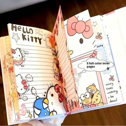 SANRIO Sổ tay gấp ba bìa cứng rỗng, nhiều màu sắc, có nam châm | Dễ thương và đẹp mắt, giấy bên trong in ma trận chấm, phong cách cổ điển, món quà không thể thiếu cho mùa tựu trường, đồ dùng học tập cho năm học mới