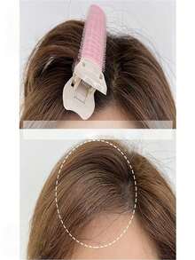 1个发根蓬松夹，塑料自粘卷发夹，打造自然蓬松刘海，卷发器，造型工具，适合女性女孩日常美容沙龙旅行，生日、情人节、母亲节礼物 - 粉色 - 查看 5