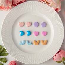 7pcs/Set Mini Cartoon Cute Soft Clay Earring Mold, Flower, Butterfly, Heart Shaped Pendant Cutter DIY Craft Tool Set - White - View 3