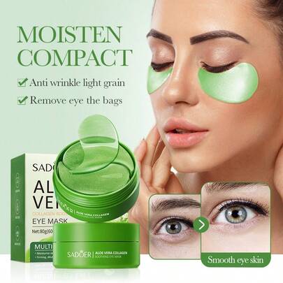 60pcs Aloe Vera & Collagen Eye Masks, Random Styles, Reduce Dark Circles & Puffiness, Moisturizing & Anti-Wrinkle Eye Care Products