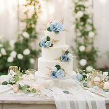 3Pcs Pre-Made Cake Toppers Flowers Cake Decorations Wedding Cake Decorating Flowers Decor Christening Birthday Baptism Baby Shower Party Cake Topper Flower Arrangements - 藍色 - 查看 5