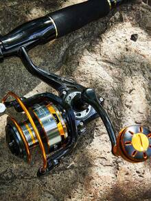 BILLINGS FH系列纺车轮，淡水/海水两用纺车轮，最大拖拽力22磅，超顺滑轴承，5.2:1齿轮比，铝合金线杯，CNC金属摇臂左右互换 - 黑色 - 查看 7