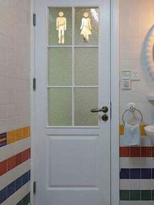 Señal de WC de plástico, pegatina de puerta de baño, letrero de baño, nueva placa de señalización - 1 paquete - Ver 7