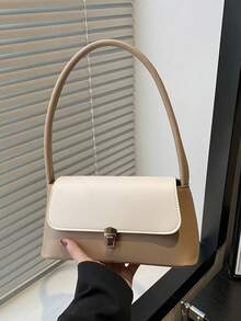 Bolso de Hombro para Mujer, Bolso de Mano Nuevo para Damas, Bolso Pequeño Cuadrado, Bolso Tipo Baguette Retro con Cierre Metálico y Decoración de Cuero PU Suave - Caqui 2 - Ver 11