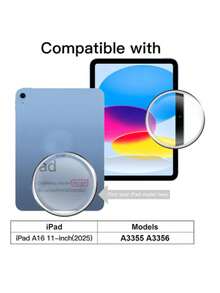 2片装钢化玻璃屏幕保护膜 - 高清、高透光、防刮、防摔、全屏覆盖、强效防指纹、触控灵敏，兼容 (Air4, 5, 6, 7)/(IPad7, 8, 9)/10代、11英寸 A16(2025) - 無色 - 查看 3