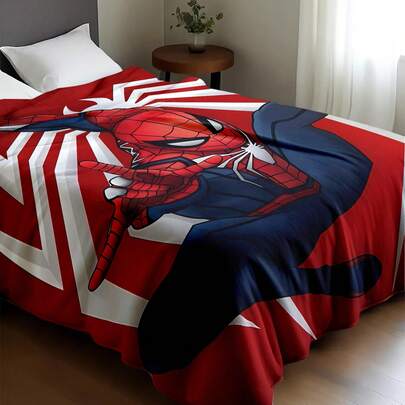 Marvel Spider-Man Themed Flannel Blanket, Main Body In Classic Red And Black Spider-Man Costume Design, Background In Orange-Red Spider Web Pattern, Vibrant And Eye-Catching, Decorative And Practical, Can Be Used As Gift Or Daily Home Warming Item, Also Suitable As Throw Blanket, Air Conditioning Blanket, Sofa Blanket, Great For Sofa, Bedroom, Camping, Travel, Practical And Commemorative.