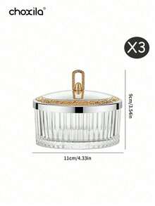 choxila 1pc Striped Glass Bowl With Gold Lid, Suitable For Nuts, Yogurt, Ice Cream, Jewelry Storage, Decor, Dining, Home, Restaurant, Ramadan - Bowl - View 10