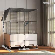 Movable Wheeled Bird Cage, Modular Large Space Aviary For Parrot/Cockatiel And Other Small Birds, Includes Perch - Multicolor - View 4