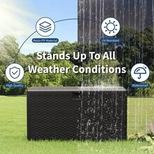 strundghti Large 99 Gallon Outdoor Storage Deck Box, Waterproof Resin Lockable Container For Patio Cushions, Garden Tools And Pool Equipment - Black - View 5
