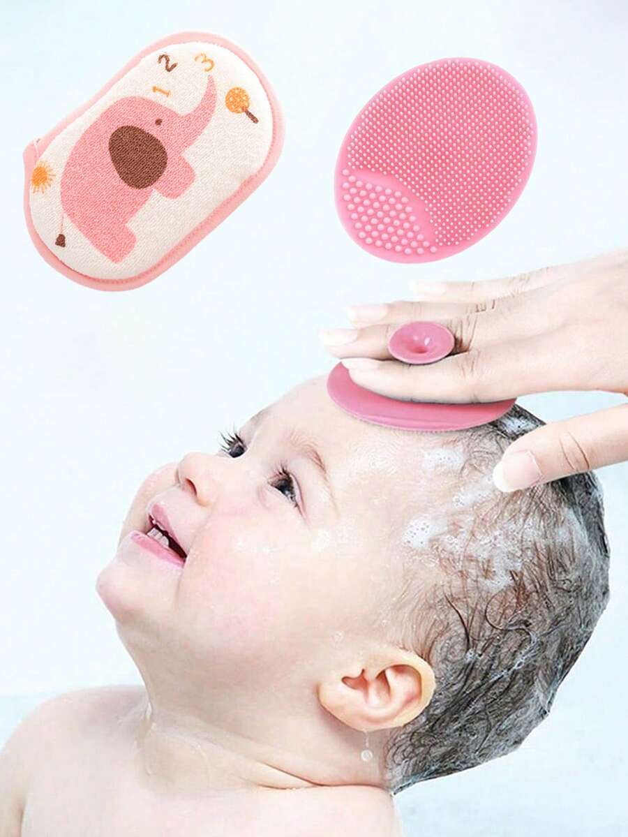 Esponja exfoliante suave y absorbente para el Body del bebé, diseño de patrones lindos, esponja de baño para bebé, borla de baño para bebé, esponja de pulpa de madera suave y amigable para bebés, esponja de toalla de baño de dibujos animados de pulpa de madera - Multicolor - Ver 1