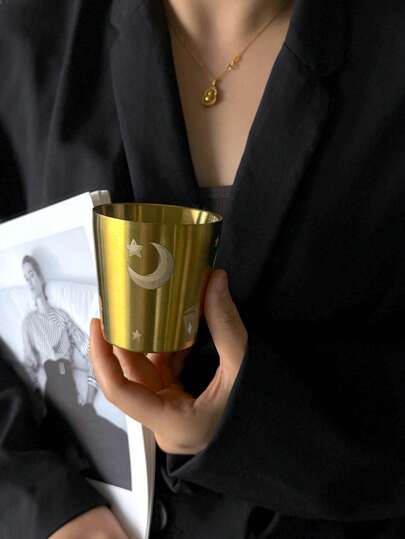 175毫升金色双层不锈钢分享杯 | 中东新月星藤图案保温杯 | 节日礼品冷热饮杯