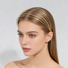 Minimalist Fashion Metal Thin Headband, Suitable For Daily Wear - Gold - View 4