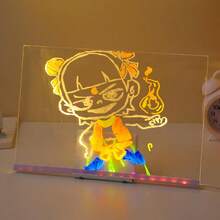 LED Message Board With 7 Colored Pens And Stand, Dry Erase Acrylic Light Up Message Board, Illuminated Desk Notepad - 透明20X30CM - 查看 5