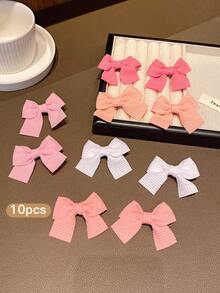 10pcs Random Color Bowknot Hair Clips, Sweet Style Fashion Inexpensive Hair Accessories For Daily Use - Multicolor - View 5