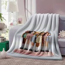 1PC KATSEYE Movie Poster Flannel Throw Blanket 50"X60" (Multiple Sizes) - Pink Filter Group Portrait & Directed By HYBE, Tapestry Wall Hanging, Room Decor, Perfect For Sofa, Bed, Office, Movie Poster Gift - nhiều màu 10 - Xem 5