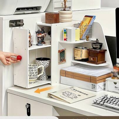 Desktop Corner Storage Shelf With Large Drawer, Suitable For Office Desk, Home Study, Bedroom