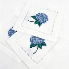 4/6 件装绣球花餐巾，斜纹刺绣包边，带打孔，尺寸 15*15 厘米/5.9*5.9 英寸，适用于小型晚宴、节日盛宴、新娘单身派对、美食摄影道具、盛大庆典、周年纪念、户外活动等场合。 - 白色 - 查看 1