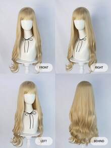 女士金色挑染长卷发假发，带刘海，蓬松丰盈，舒适易打理，适合办公室、音乐节、角色扮演和派对等场合。 - 香檳色 - 查看 6