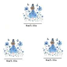 1pc/2pcs/3pcs Blue Girl Heat Transfer Patch, Ombre Blue-Purple Pattern, Applicable For T-Shirts, Jeans, Sweaters, Handbags, Pillows, Cushions - L - View 4