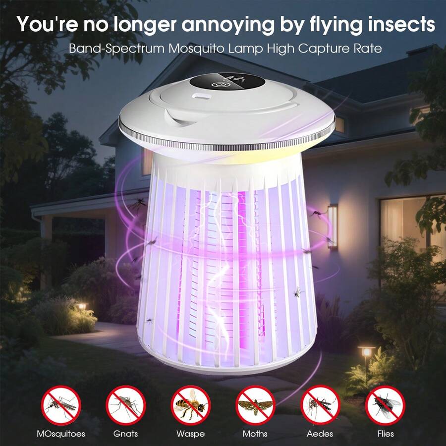 Rechargeable Electric Mosquito Killer, Effective Mosquito, Fly, Moth, Fruit Fly Zapper Lamp With Hook, Suitable For Bedroom, Room, Living Room, Kitchen, Garden, Patio, Anti-Mosquito & Insect Essential - Multicolor - View 1