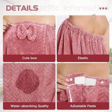 Set Of 2 Extra Large Bath Skirts And Shower Caps, Bathrobe Dimensions 80*210/160cm, Large Bath Towel Body Wrap, Adjustable For Sizes XXL To XXXXXL, Made Of Thick Coral Fleece, Soft And Highly Absorbent, Perfect For Home, Travel, Sauna, And Spa Use, Spa Bathrobe Style Set With Hair Towel | Adjustable, Comfortable & Quick-Drying - 彩色 - 查看 6