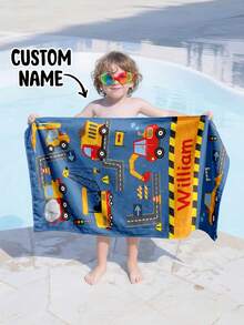 Personalized Children's Sand-Free Beach Towel, Customizable Kids Swimming And Travel Towel Accessories - Multicolor - View 5
