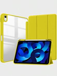 Hybrid Slim Case For Air 11-Inch M3 (2025) / M2 (2024), Air 5th (2022) / 4th Generation (2020) 10.9 Inch - Shockproof Cover With Clear Back Shell & Pencil Holder,Yellow - Gold - View 12