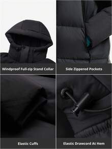 CAMEL CROWN Outdoor Down Jacket, Unisex Mid-Length Thick Warm Triple Protection Professional Down Jacket, Autumn/Winter - Phantom Black - View 3