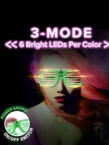 12副LED发光眼镜（圆形15.5厘米/6英寸，方形15厘米/5.91英寸），3种灯光模式，发光派对用品，适合成人，是万圣节、圣诞节、生日、复活节、派对、夜店、婚礼、角色扮演的理想选择（颜色随机） - 彩色 - 查看 5