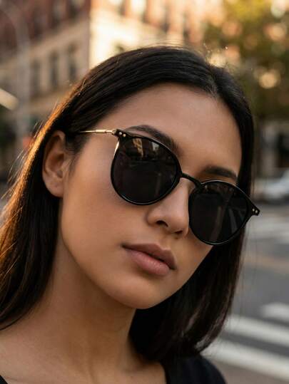 1 par de gafas de moda redondas de metal para mujer, accesorio diario