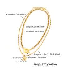 Set de 2 collares de cadena dorada de acero inoxidable con colgante de hebilla de resorte con inicial, de moda, para mujeres - Amarillo Oro - Ver 2