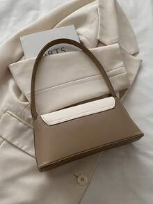 Bolso de Hombro para Mujer, Bolso de Mano Nuevo para Damas, Bolso Pequeño Cuadrado, Bolso Tipo Baguette Retro con Cierre Metálico y Decoración de Cuero PU Suave - Caqui 2 - Ver 5