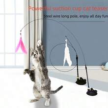1pc Strong Suction Cup Base, Flexible Steel Rod, Interactive Cat Toy For Self-Entertainment - View 7