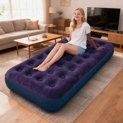 Inflatable Mattress - PVC Material Camping Air Bed, Foldable Single Person Inflatable Camping Bed, Portable Inflatable Bed, Suitable For Home And Outdoor Use, Tent Air Mattress, Suitable For Indoor And Outdoor Use, Garden, Camping, Hiking And Outdoor Activities