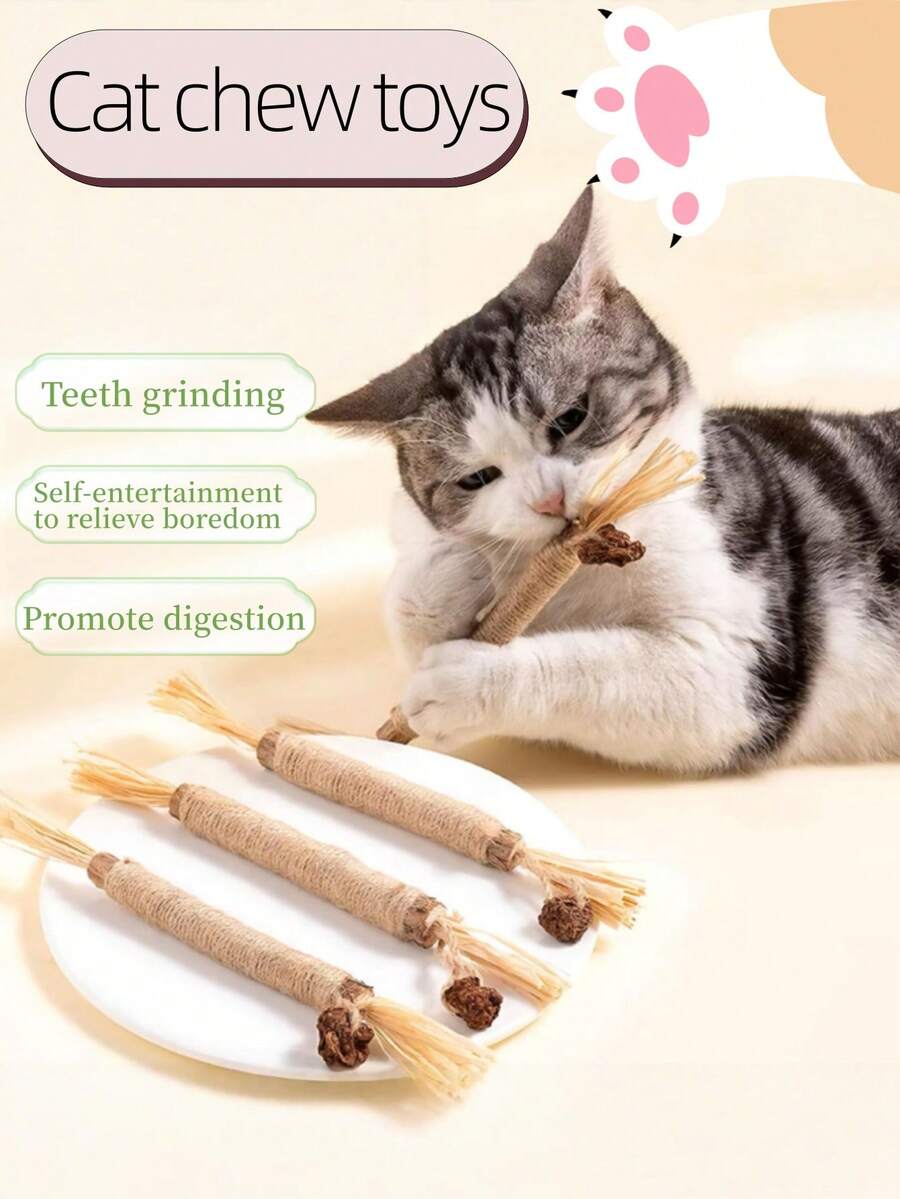 6根猫咪磨牙棒，幼猫自主玩耍解闷玩具，宠物牙齿护理磨牙棒，猫咪磨牙棒 - 彩色 - 查看 1