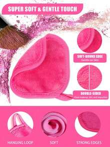 12pcs Reusable Makeup Remover Pads With Edging, Slouchy Makeup Cleansing Wipes, Washable - Multicolor - View 4