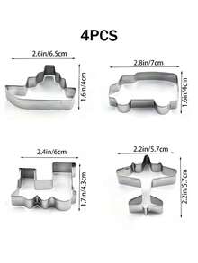 4pcs Stainless Steel Transportation Shaped Cookie Cutter, DIY Cake Baking Tools, Plane Car Biscuit Mold - View 9