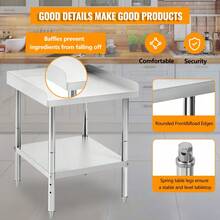 Mesa de Acero Inoxidable para Trabajo Pesado 30x30x30" – Certificación NSF, Capacidad 400 lb, Altura Ajustable con Borde de 2" – Ideal para Restaurantes, Cocinas, Hoteles y Hogar – Múltiples Tamaños - 30*30*30 pulgadas - Ver 7