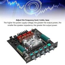 ZK-HT21 2x160W+220W Placa Amplificadora de Potencia de 2.1 Canales AUX Bluetooth 5.0 USB Amplificador de Audio Estéreo Placa Amplificadora de Subwoofer Ventilador de - como en la foto - Ver 4