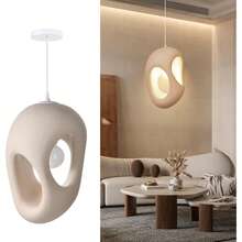 1pc Cement & Concrete Foam Pendant Light, Cream Modern Style Suitable For Various Rooms, Living Room, Bedroom, Tea Room, Dining Room, Cafe (Excluding Bulb And Light Source) - White - View 12