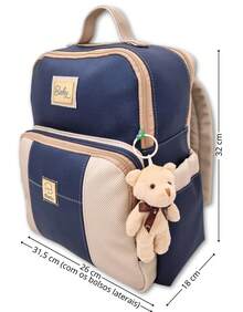 Mochila Bolsa Costas Maternidade Bebê Menino Menina Enxoval - Linha Deluxe - Azul - Visão 4