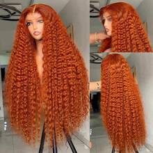 NARNI 36 Inch Ginger Wig Human Hair 250% Density 13x6 Deep Wave Lace Front Wigs Human Hair Wet And Wavy Ginger Orange Lace Front Wigs Human Hair Brazilian Virgin HD Transparent Lace Frontal Wig Pre Plucked Glueless Curly Human Hair Wig 350# Colored Wig - S350 - 查看 9