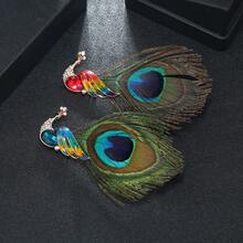 Peacock Brooch With Rhinestones And Simulated Feather Designs Unisex Decorative Suit Coat Clothing Pins Party Favors - Style4 - View 10