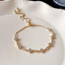 Pulsera ajustable con flor de rombo, diseño elegante, versátil para ir al trabajo y uso diario - Pulsera de flores de diamantes - Ver 2