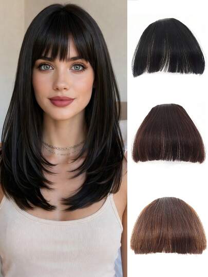 女士轻盈刘海假发 - 自然逼真，无鬓角，隐形轻盈刘海合成假发片