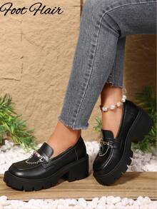 Giày nữ Foot Flair kiểu Mary Jane đế cao, gót vuông dày, quai ngang mắt cá chân, phong cách Y2K Goth Lolita Oxford cổ điển, thoải mái, phù hợp với đồng phục học sinh. - Màu đen mờ - Xem 4