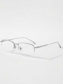 超轻半框防疲劳眼镜，男女通用，无度数PC镜片，时尚眼镜，矩形镜框设计，不锈钢材质，适合多种场合，附赠眼镜盒 - 彩色 - 查看 12